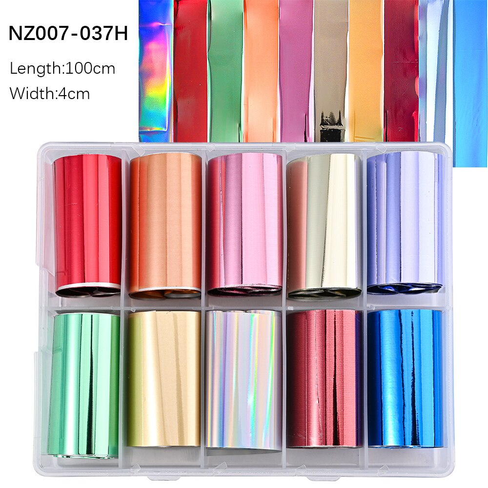 100 Patterns Animal Nail Foils 10ROLLS BOXED Transfer Paper Stickers Sliders DIY Water Marble Boxed Nail Foil NZ-1H 80