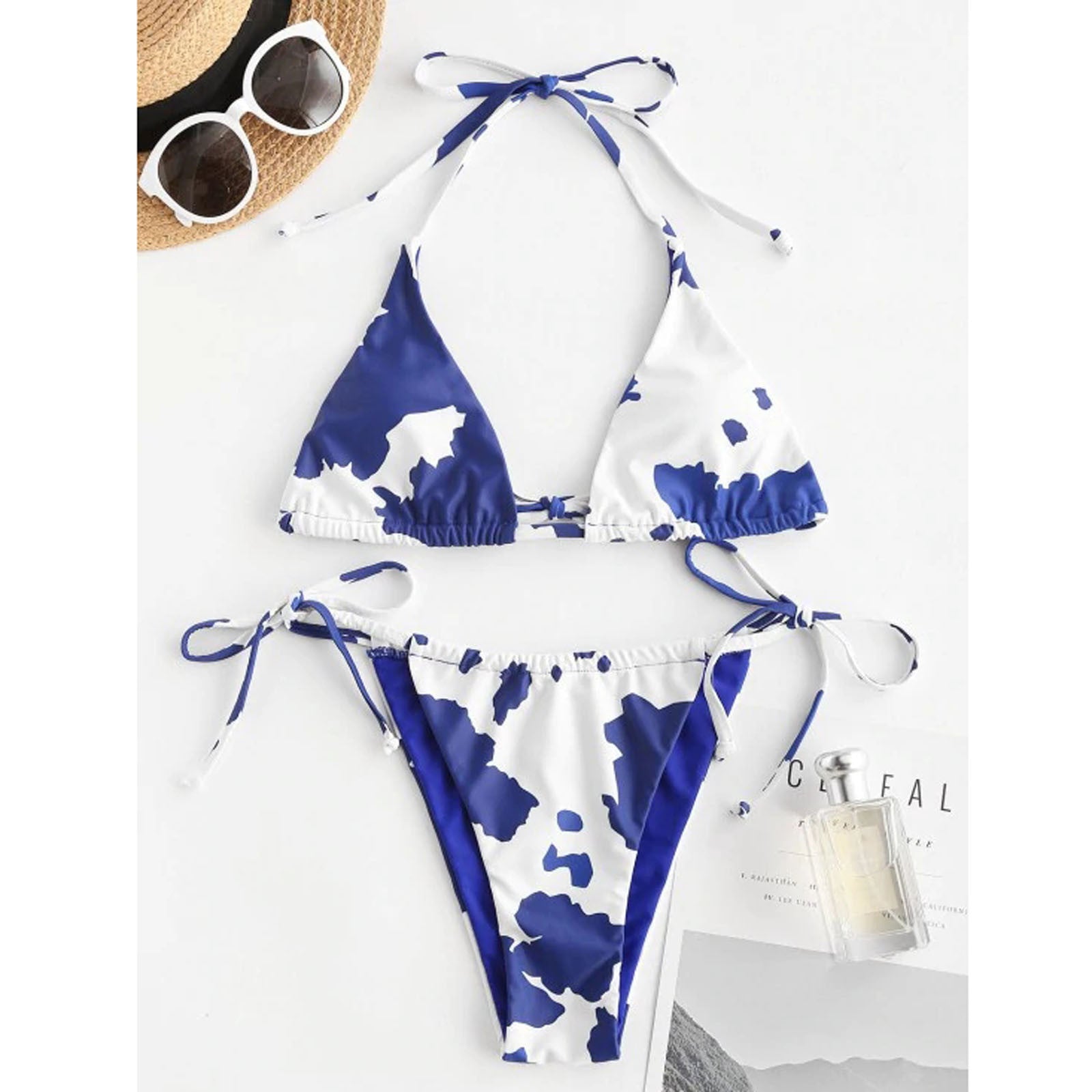 Split Bikini Three-point Tie-dye Tether Blue
