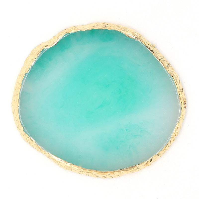 1PC Round Resin Agate Stone Nail Art Palette False Nail Tips Mixing Color Drawing Pallet Gel Polish Display Shelf Manicure Tool 10