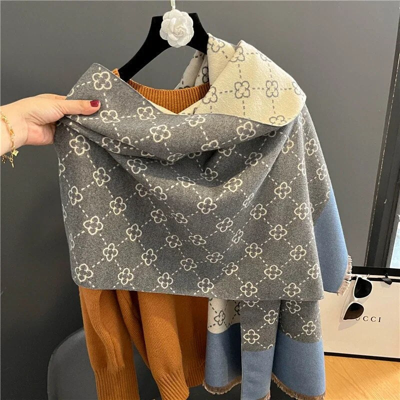 2022 Luxury Cashmere Sacarf for Women Leopard Print Thick Blanket with Tassel Large Shawl and Wrap Bufanda Winter Warm Echarpe WYT405-1