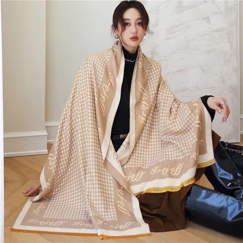2022 Luxury Cashmere Sacarf for Women Leopard Print Thick Blanket with Tassel Large Shawl and Wrap Bufanda Winter Warm Echarpe WYT184-1