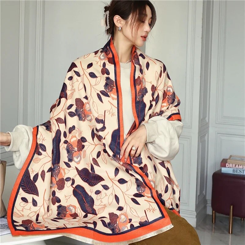 2022 Luxury Cashmere Sacarf for Women Leopard Print Thick Blanket with Tassel Large Shawl and Wrap Bufanda Winter Warm Echarpe WYT50-4