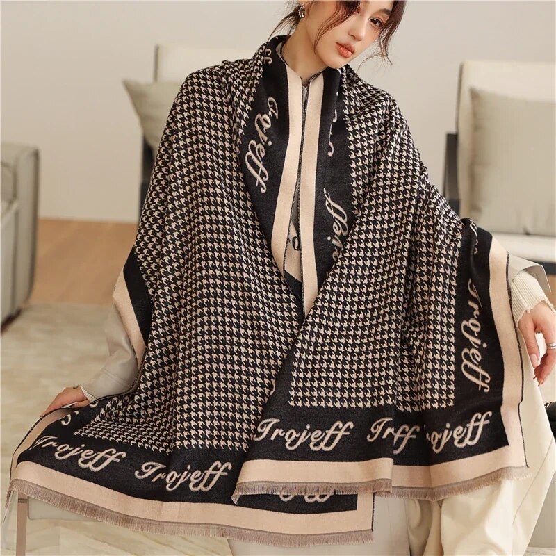 2022 Luxury Cashmere Sacarf for Women Leopard Print Thick Blanket with Tassel Large Shawl and Wrap Bufanda Winter Warm Echarpe WYT184-2