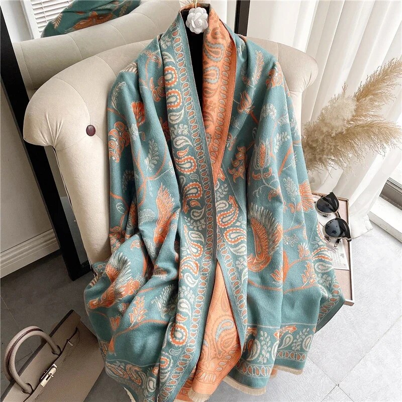 2022 Luxury Cashmere Sacarf for Women Leopard Print Thick Blanket with Tassel Large Shawl and Wrap Bufanda Winter Warm Echarpe WYT36-3