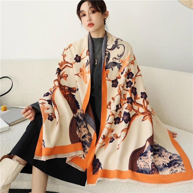 2022 Luxury Cashmere Sacarf for Women Leopard Print Thick Blanket with Tassel Large Shawl and Wrap Bufanda Winter Warm Echarpe WYT266-1