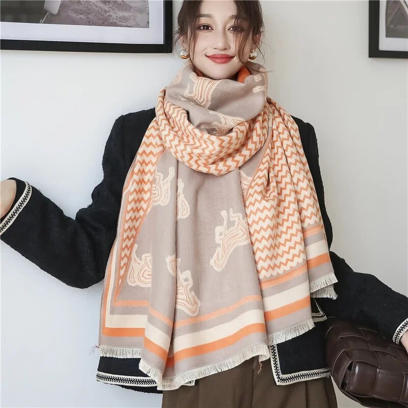 2022 Luxury Cashmere Sacarf for Women Leopard Print Thick Blanket with Tassel Large Shawl and Wrap Bufanda Winter Warm Echarpe WYT4-3