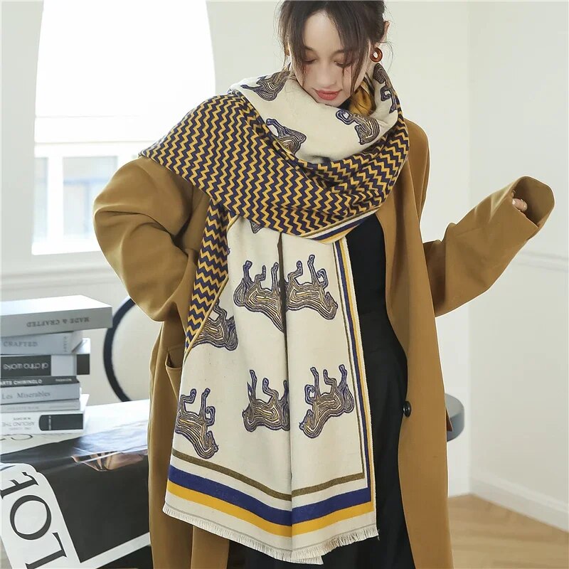 2022 Luxury Cashmere Sacarf for Women Leopard Print Thick Blanket with Tassel Large Shawl and Wrap Bufanda Winter Warm Echarpe WYT4-2