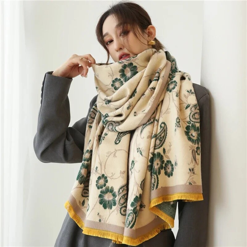 2022 Luxury Cashmere Sacarf for Women Leopard Print Thick Blanket with Tassel Large Shawl and Wrap Bufanda Winter Warm Echarpe WYT37-3