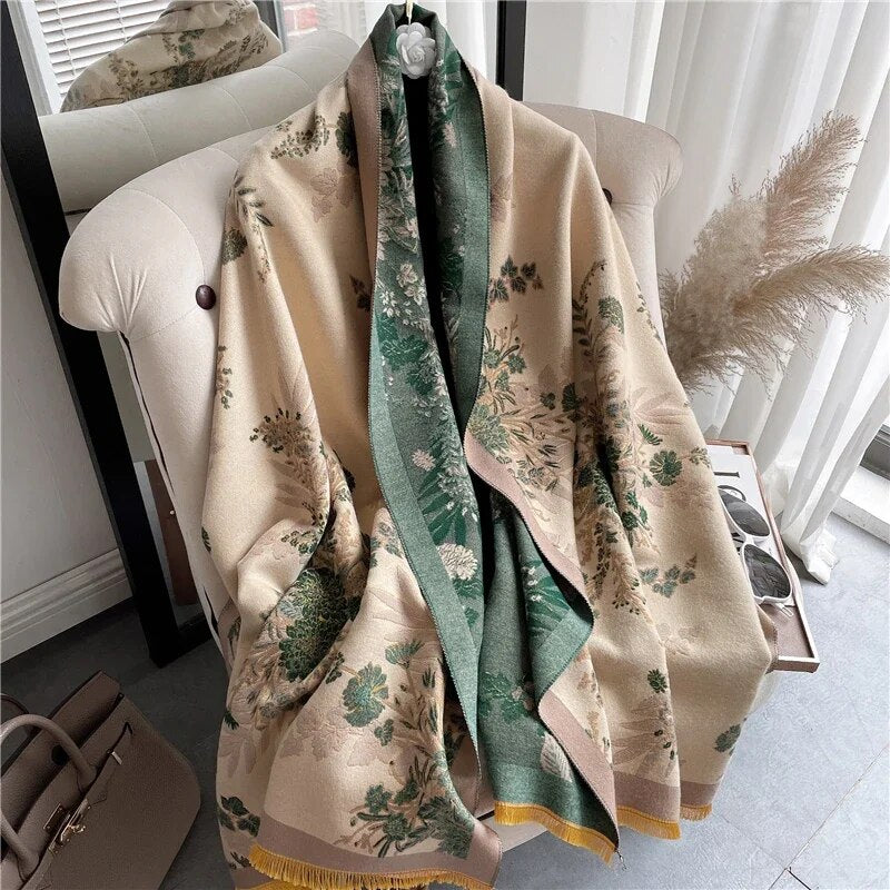 2022 Luxury Cashmere Sacarf for Women Leopard Print Thick Blanket with Tassel Large Shawl and Wrap Bufanda Winter Warm Echarpe WYT26-2