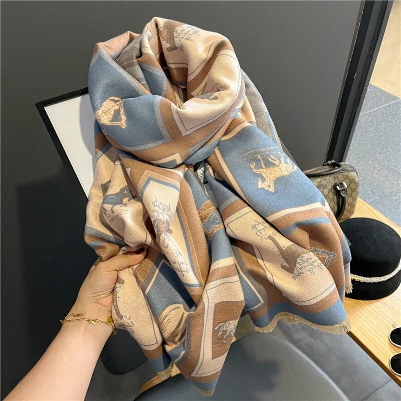2022 Luxury Cashmere Sacarf for Women Leopard Print Thick Blanket with Tassel Large Shawl and Wrap Bufanda Winter Warm Echarpe WYT424-2