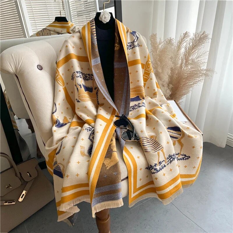 2022 Luxury Cashmere Sacarf for Women Leopard Print Thick Blanket with Tassel Large Shawl and Wrap Bufanda Winter Warm Echarpe WYT332-1
