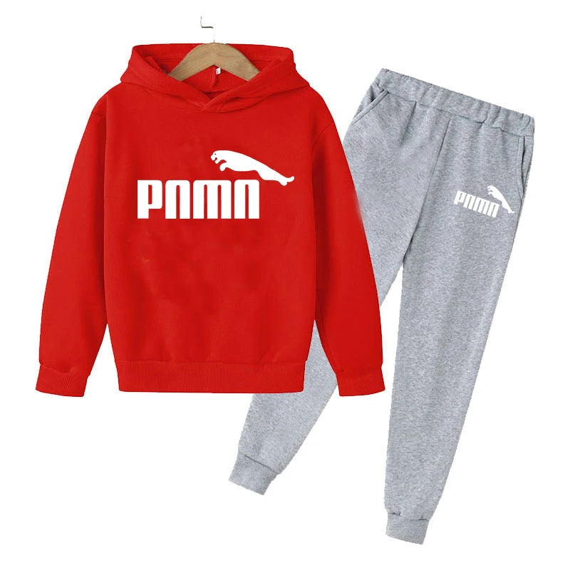 2023 Children's Boys Handsome Sweatshirt Spring and Autumn Hoodie+Pants 2-piece Sets Boys Girls Outdoor Jogging Casual Wear Coat P46 Pink Black