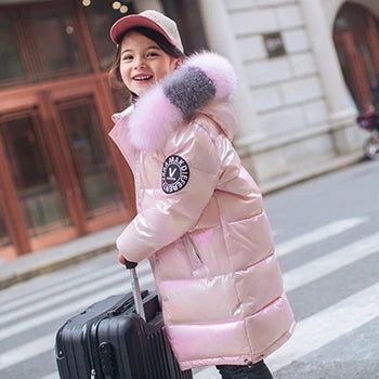 2023 Winter Down Jacket For Girls Coat Waterproof Shiny Hooded Children Outerwear Clothing 5-14 Year Teenage Kids Parka Snowsuit as the picture 1