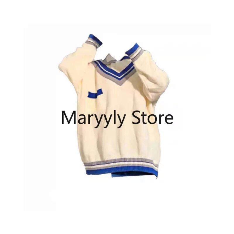 2024 Autumn Fashion Suits Chic Japanese Long Sleeve Y2k Two Piece Dress Set Female Casual Blouse + Blue High Waist Mini Skirts Only Top