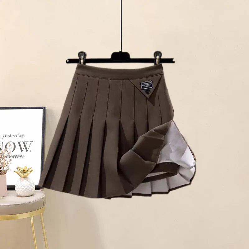 2024 Autumn New Plush and Thick Patchwork Hoodie Jacket Pleated Mini Skirt Two-piece Elegant Women's Skirt Set Outfits only coffee skirt