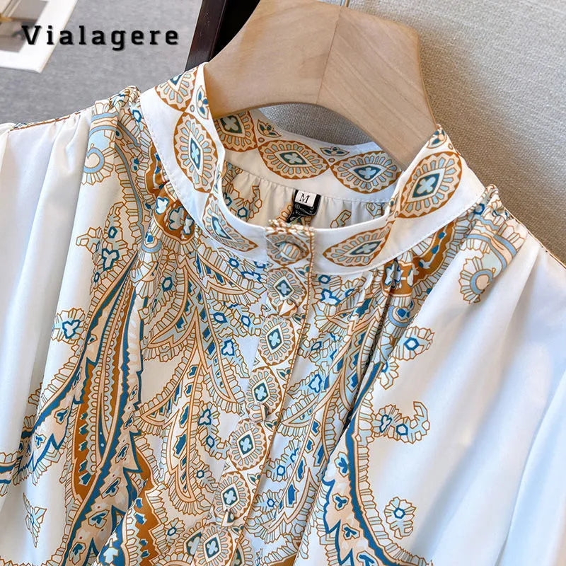 2024 Autumn Summer Fashion Vintage Two-piece Set Women Long Sleeve Single Breasted Top+Print Shorts Luxury Shorts Set Outfits