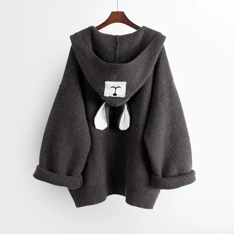 2024 Autumn/Winter New Denim Pants Matching Set Women's Korean Elegant Knit Hooded Cardigan+Long Sleeve+Jeans Three Piece Suit Gray Coat