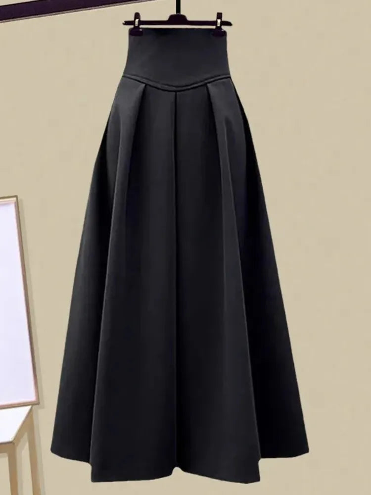 2024 Autumn Winter Skirt Sets For Women Outfits Korean Casual Knitwears Pullover Sweater And High Waist Skirts Two Piece Sets