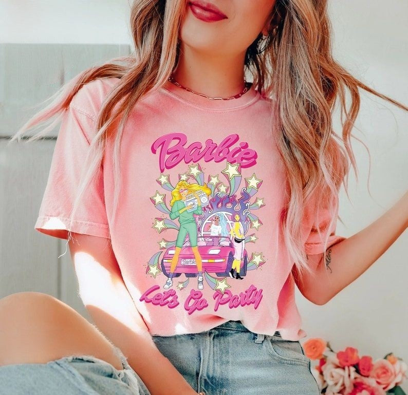 2024 Barbie Short-Sleeved Fashion Ladies T-Shirt Y2K Girls Summer Printing Soft Loose Round Neck Tops Undershirt Yoga Clothes 13