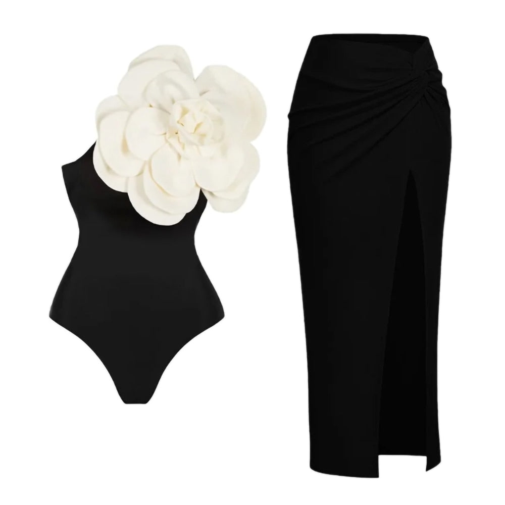 2024 Bikini Floral Ruffled Bikini Set Women 3D Flower High Waist Two Piece Swimsuit Beach Skirt Bathing Suit Swimwear Biquinis set 16