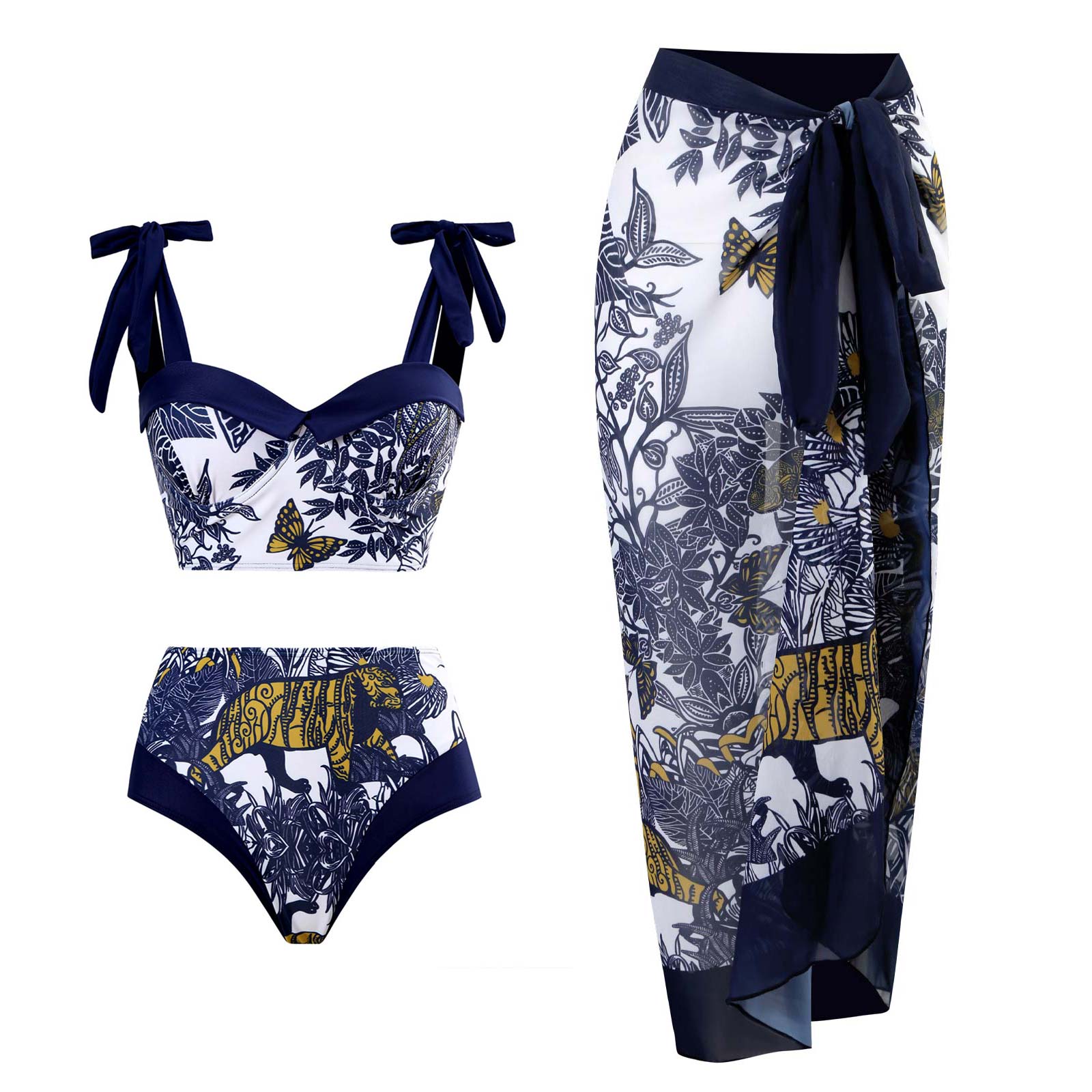 2024 Bikini Floral Ruffled Bikini Set Women 3D Flower High Waist Two Piece Swimsuit Beach Skirt Bathing Suit Swimwear Biquinis