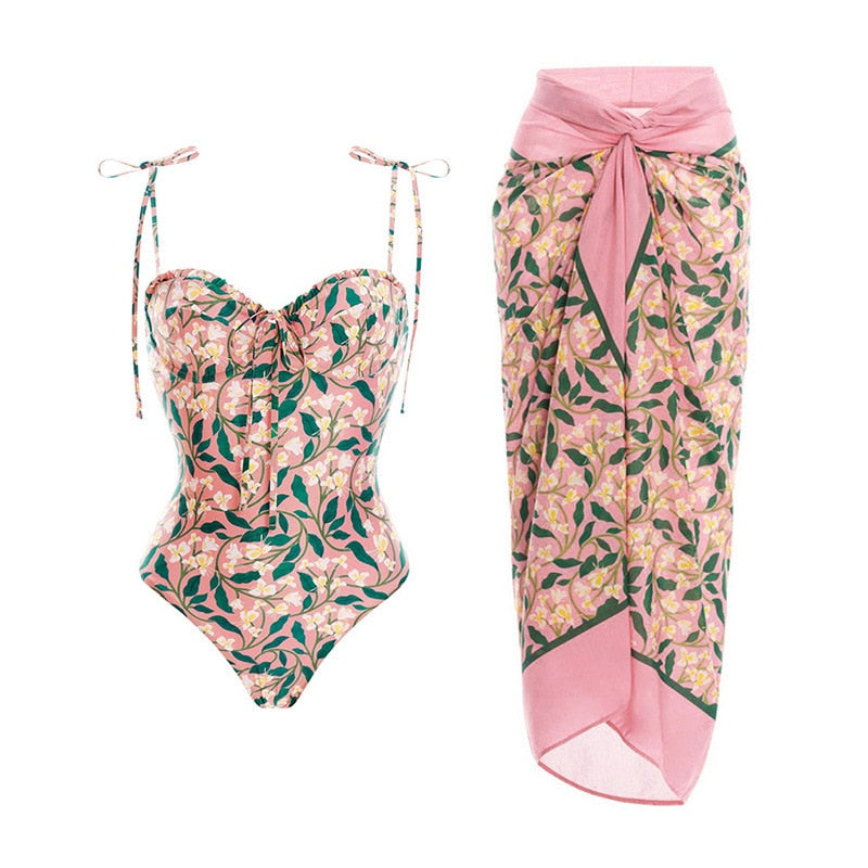 2024 Bikini Floral Ruffled Bikini Set Women 3D Flower High Waist Two Piece Swimsuit Beach Skirt Bathing Suit Swimwear Biquinis set 20