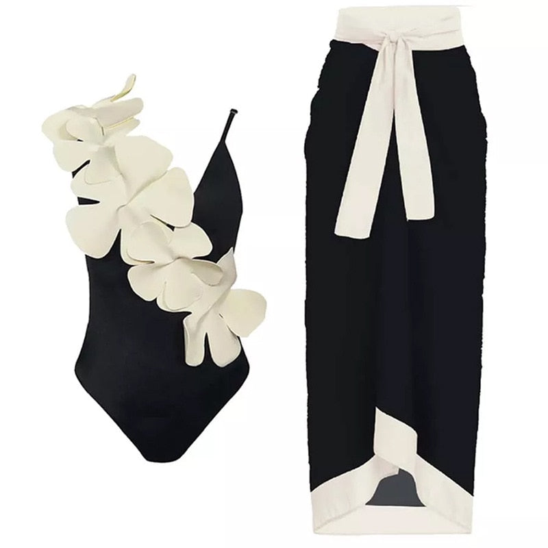 2024 Bikini Floral Ruffled Bikini Set Women 3D Flower High Waist Two Piece Swimsuit Beach Skirt Bathing Suit Swimwear Biquinis set 27