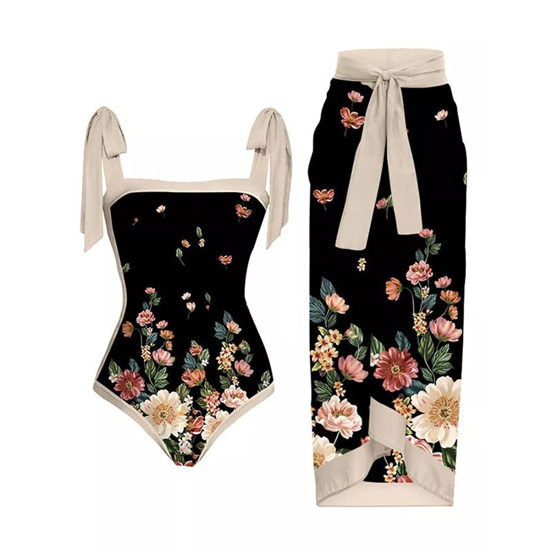 2024 Bikini Floral Ruffled Bikini Set Women 3D Flower High Waist Two Piece Swimsuit Beach Skirt Bathing Suit Swimwear Biquinis set 28