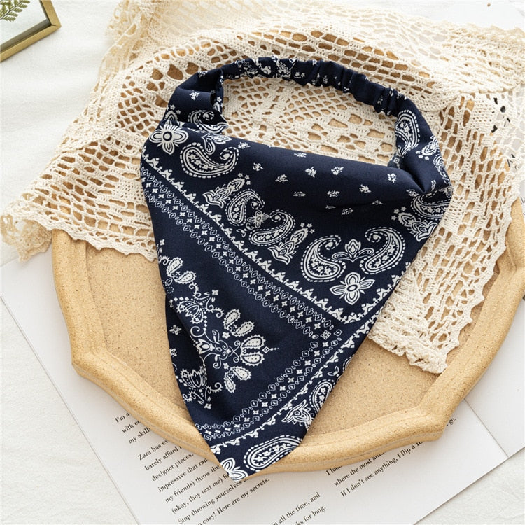 2024 Chiffon Printing Flower Bandana Hair Scarf Headband for Women Vintage Long Ribbon Scrunchie Beach Bandanas Hair Accessories 14