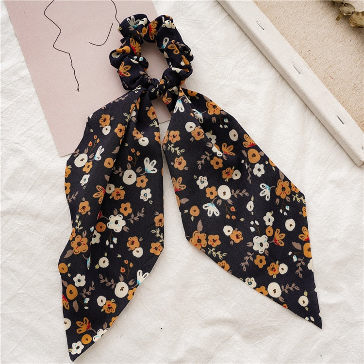 2024 Chiffon Printing Flower Bandana Hair Scarf Headband for Women Vintage Long Ribbon Scrunchie Beach Bandanas Hair Accessories 57