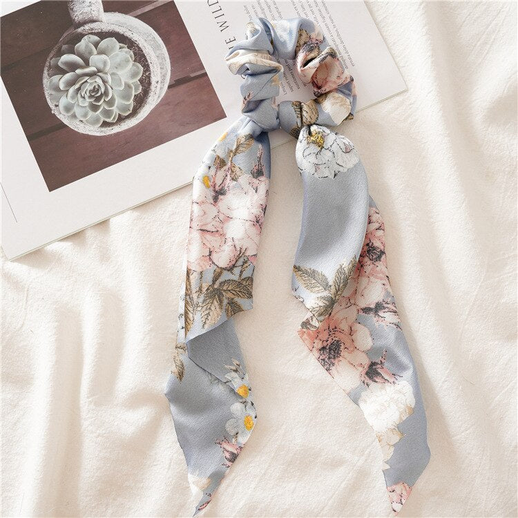 2024 Chiffon Printing Flower Bandana Hair Scarf Headband for Women Vintage Long Ribbon Scrunchie Beach Bandanas Hair Accessories 54