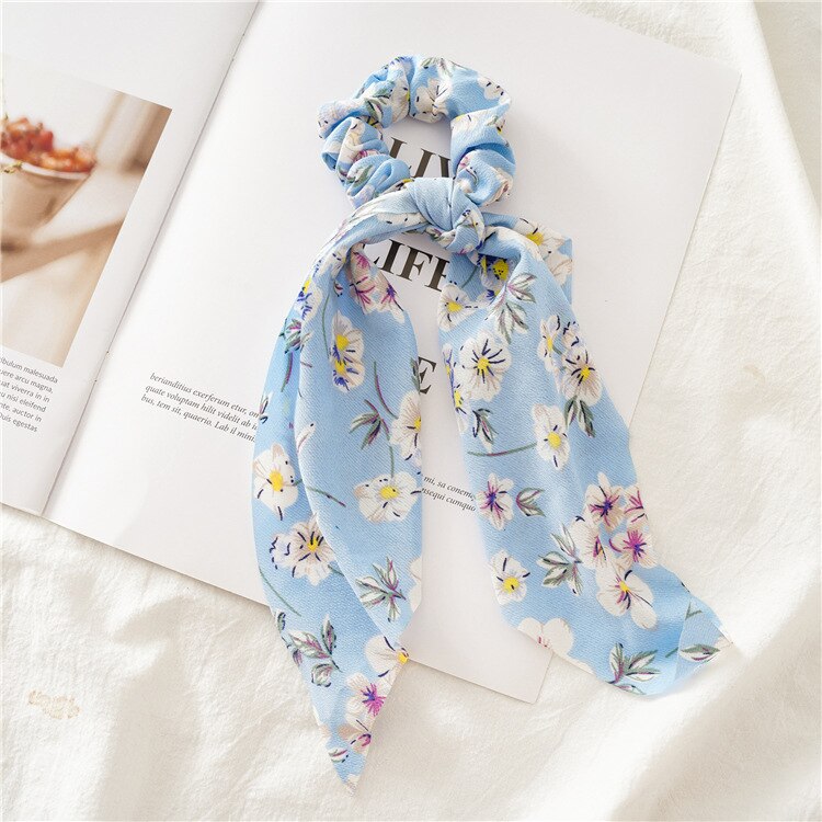 2024 Chiffon Printing Flower Bandana Hair Scarf Headband for Women Vintage Long Ribbon Scrunchie Beach Bandanas Hair Accessories 41