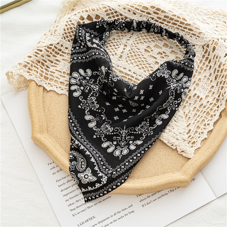2024 Chiffon Printing Flower Bandana Hair Scarf Headband for Women Vintage Long Ribbon Scrunchie Beach Bandanas Hair Accessories 11