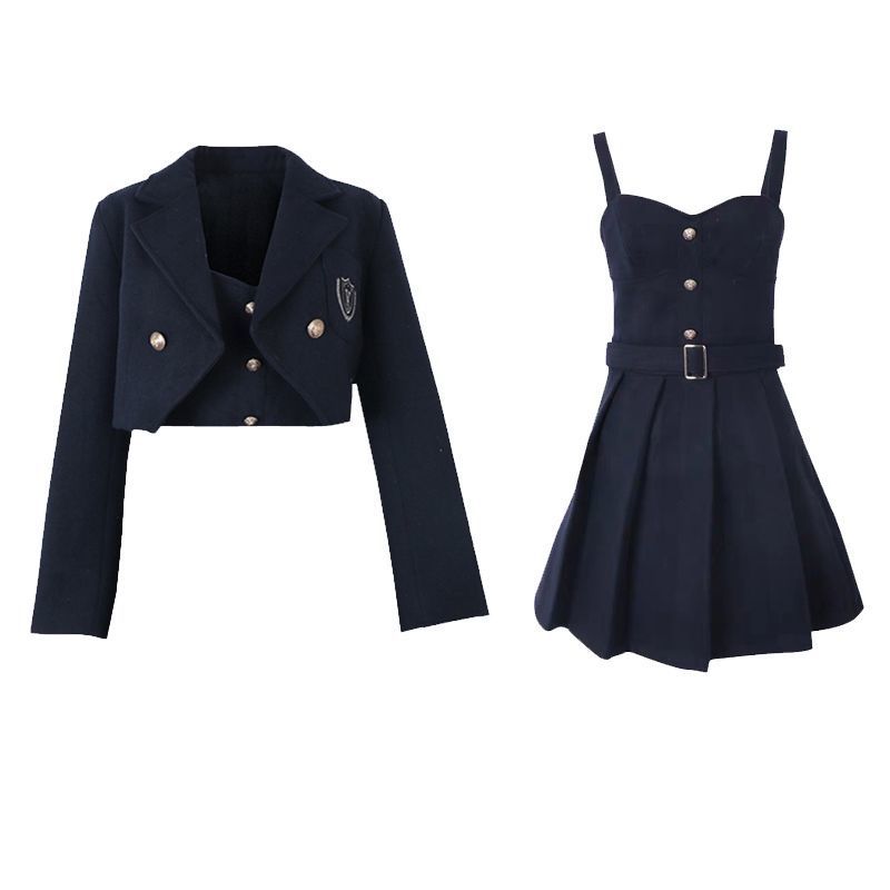2024 College Style 2 Piece Jacket Skirt Suit Women Spring Autumn Skirt WITH Belt+Streetwear Harajuku BF Casual Coat 2 piece