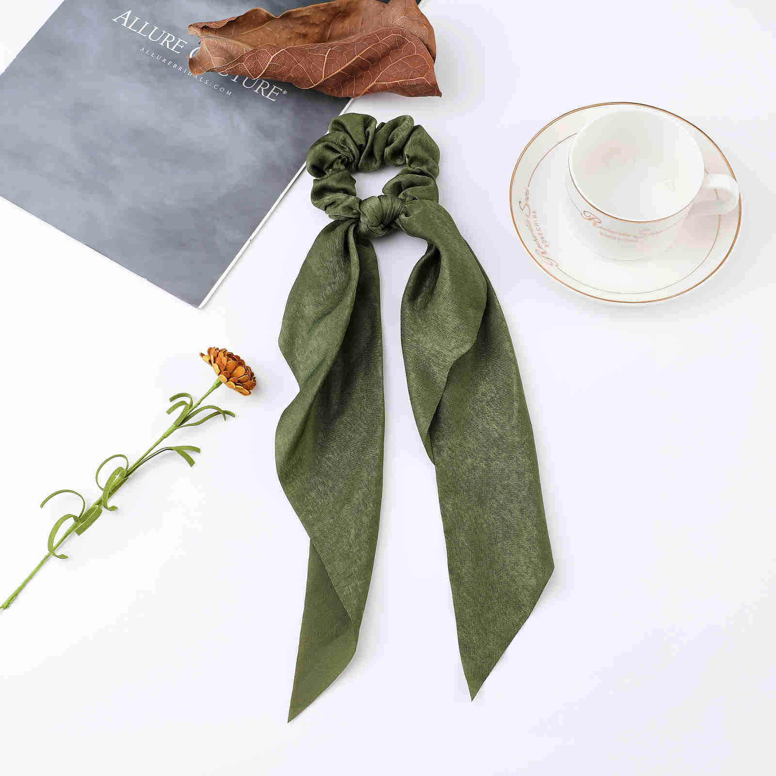 2024 Fashion Print Chiffon Long Ribbon Scrunchies Women Girls Ponytail Scarf Elastic Hair Bands Ties Hair Accessories Wholesale 24