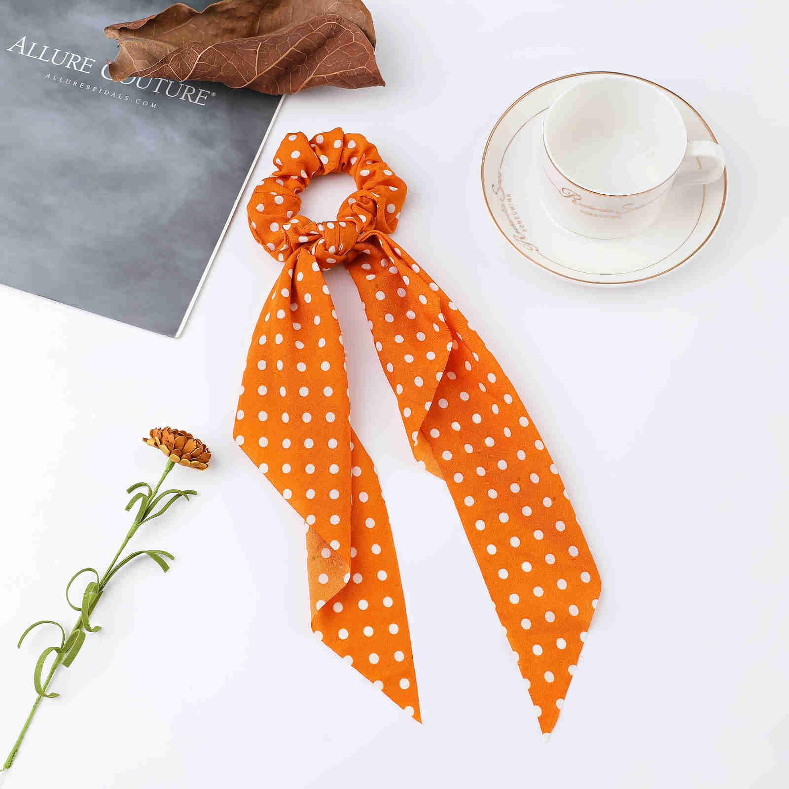 2024 Fashion Print Chiffon Long Ribbon Scrunchies Women Girls Ponytail Scarf Elastic Hair Bands Ties Hair Accessories Wholesale 14