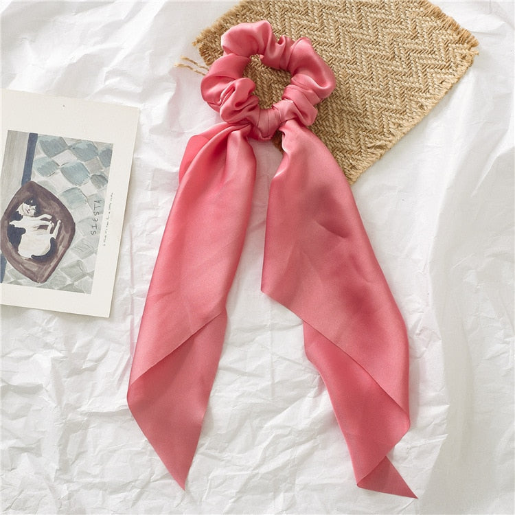 2024 Fashion Print Chiffon Long Ribbon Scrunchies Women Girls Ponytail Scarf Elastic Hair Bands Ties Hair Accessories Wholesale 33