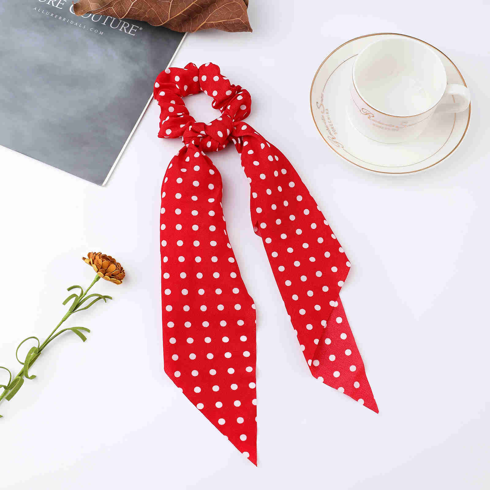 2024 Fashion Print Chiffon Long Ribbon Scrunchies Women Girls Ponytail Scarf Elastic Hair Bands Ties Hair Accessories Wholesale 15