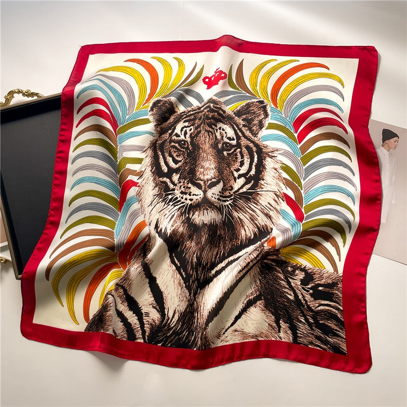 2024 Fashion Wraps Satin Hijab Luxury Square Scarf for Women Hair Bands Ribbon Headband Silk Shawl Neckerchief Female Bandana FJ658-3