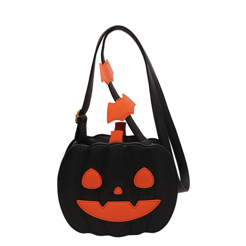2024 Halloween Bags Funny Pumpkin Cartoon Shoulder Crossbody Bag With Bat Personalized Creative Female Bag Black2