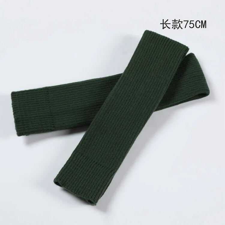 2024 Lolita Long Socks Women Leg Warmers Knitted Warm Foot Cover Arm Warmer Ladies Autumn Winter Crochet Socks Boot Cuffs 75cm Dark Green 75CM