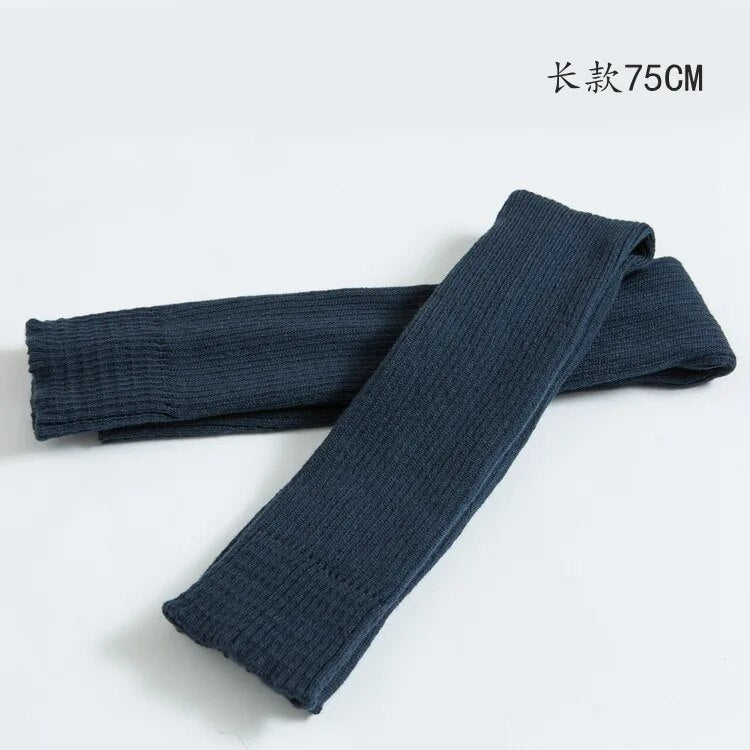 2024 Lolita Long Socks Women Leg Warmers Knitted Warm Foot Cover Arm Warmer Ladies Autumn Winter Crochet Socks Boot Cuffs 75cm Dark Blue 75CM