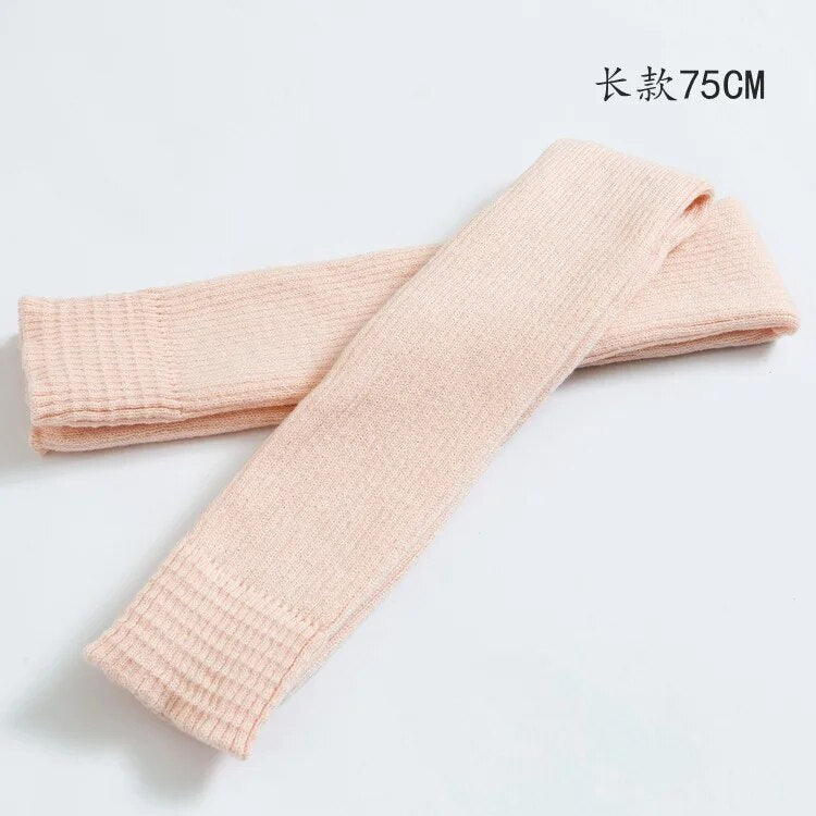 2024 Lolita Long Socks Women Leg Warmers Knitted Warm Foot Cover Arm Warmer Ladies Autumn Winter Crochet Socks Boot Cuffs 75cm Pink 75CM