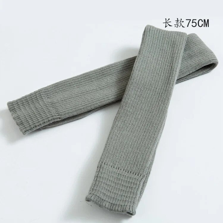 2024 Lolita Long Socks Women Leg Warmers Knitted Warm Foot Cover Arm Warmer Ladies Autumn Winter Crochet Socks Boot Cuffs 75cm Light Grey 75CM