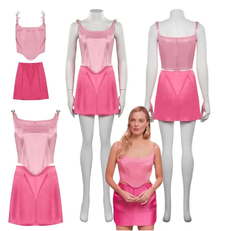 2024 Movie Barbie Margot Cosplay Women Dress Costume Tops Skirt Fantasia Outfit Halloween Carnival Party Cloth Disguise Suit