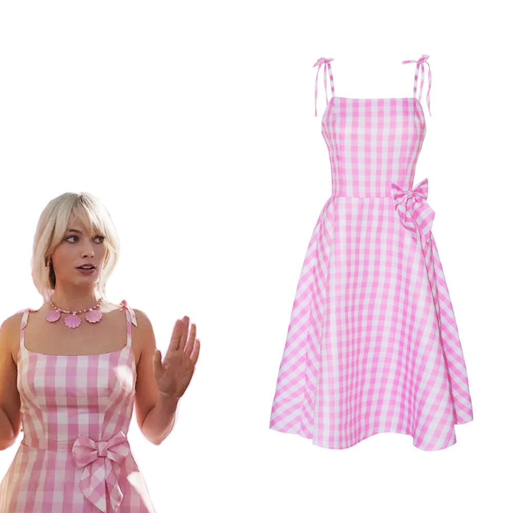 2024 Movie Margot Robbie's Barbie Costume Hot Starry Pink Top and Pants Barbie Set for Women Ladies Halloween Costume