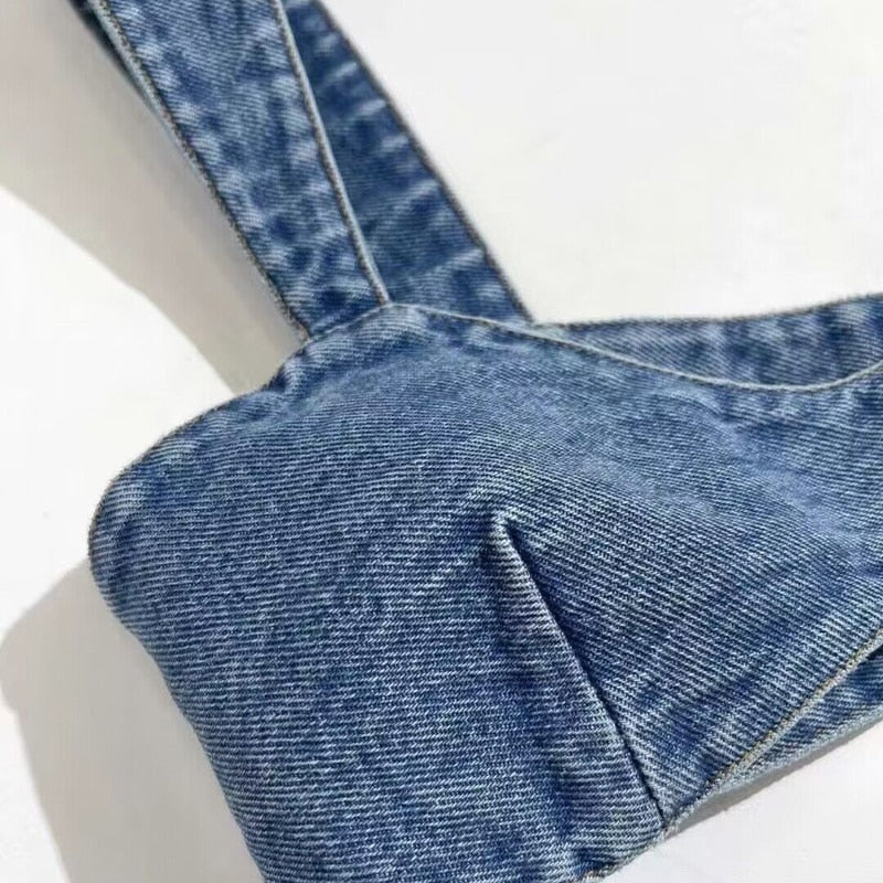2024 New Arrive Woman Summer Jean Bra Tops Sexy Super Short Cowboy Suit Blouses Bandage Shirts