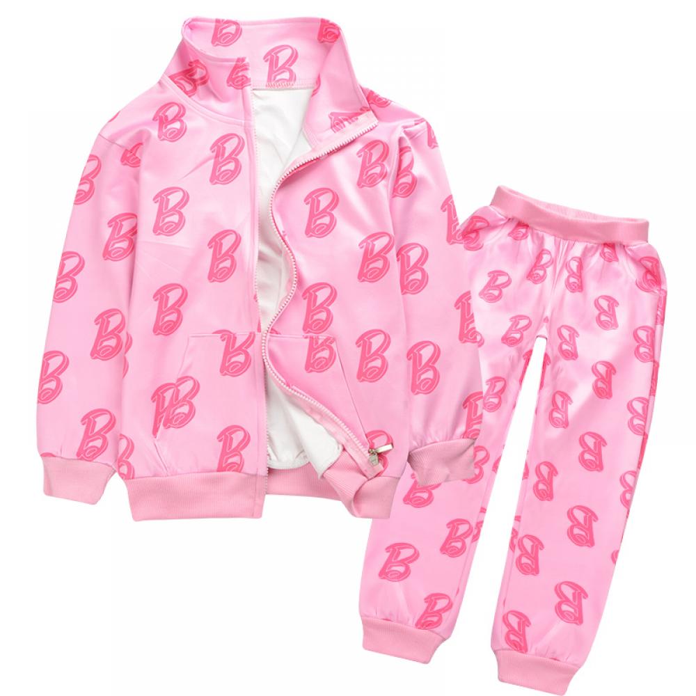 2024 New Barbie Children 2Pcs Jacket Pants Suits Anime Fashion Autumn Boys Girls Kids Zipper Long Sleeve Coat Sports Trousers