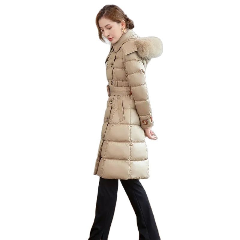 2024 New Down Cotton Coat Women's Mid length Thickened Fashion Slim Fit Down Cotton Coat