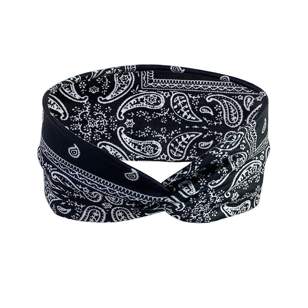 2024 New Headband Woman Bohemian Wide Cotton Stretch Bandana Girls Festival Flower Print Hair Accessories Summer Accessories